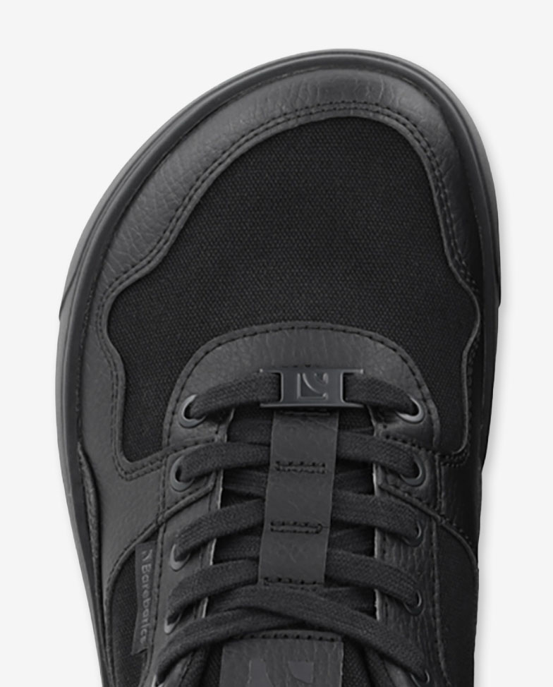 Barebarics Zing - black, barefoot sneakers, toe detail top view