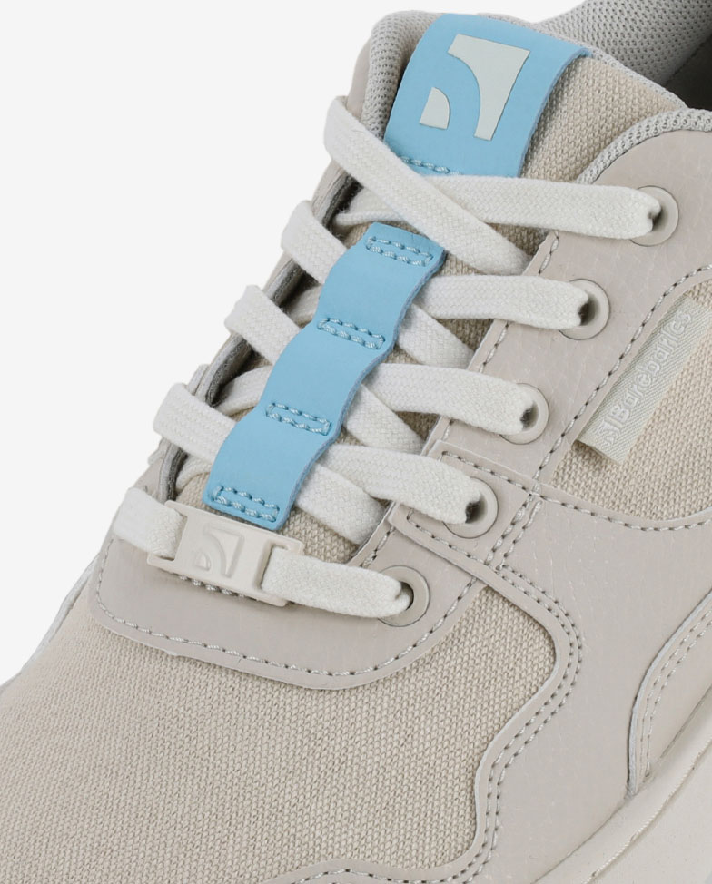 Barebarics Zing - off white & blue, barefoot sneakers, lace detail