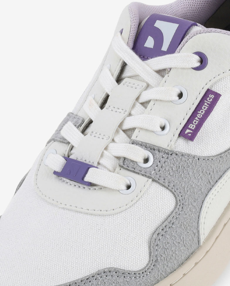 Barebarics Zing - weiß & violett, Barfuß-Sneaker, Schnürung-Detail