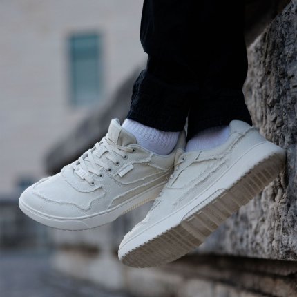 Barefoot tenisky Barebarics Zing Denim - Cream White