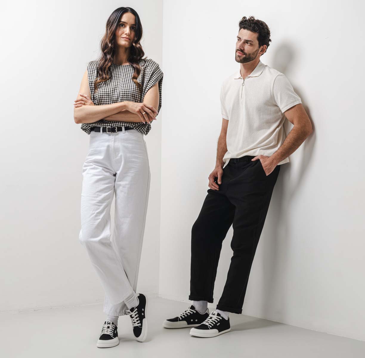 Be Lenka Rebound - black & white, barefoot sneakers, lifestyle shot