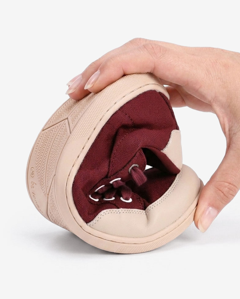 Be Lenka Rebound - burgundy, barefoot sneakers, flexibility detail
