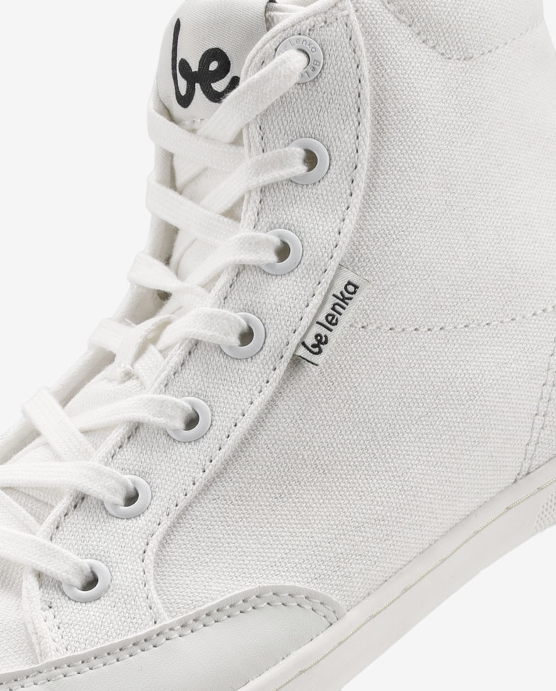 Be Lenka Rebound High Top - komplett weiß, Barfuß-Sneaker, Knöchel- und Schnürung-Detail