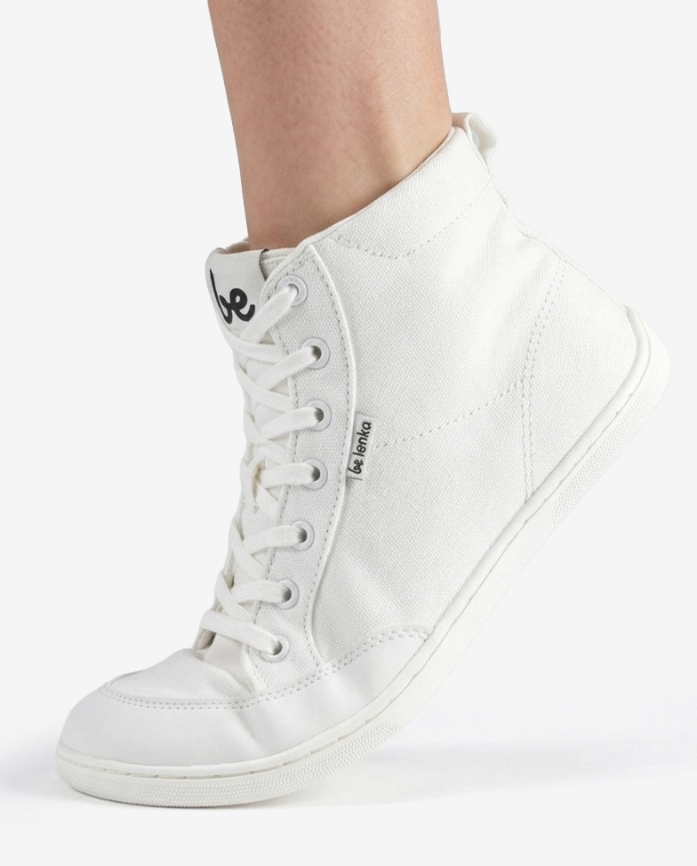 Be Lenka Rebound High Top - komplett weiß, Barfuß-Sneaker, Am Fuß von der Seite