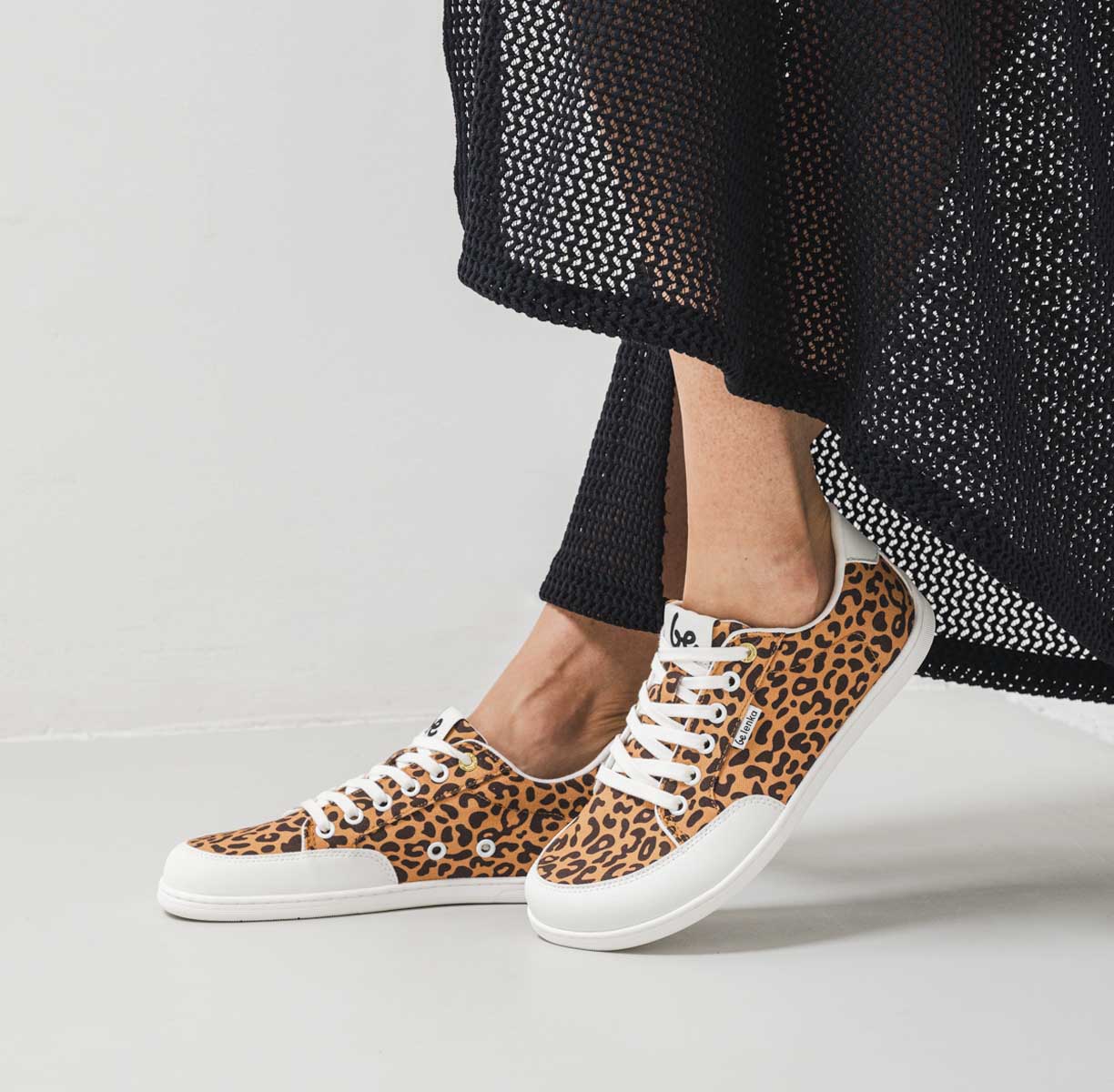 Be Lenka Rebound - leopard, barefoot sneakers, on feet view