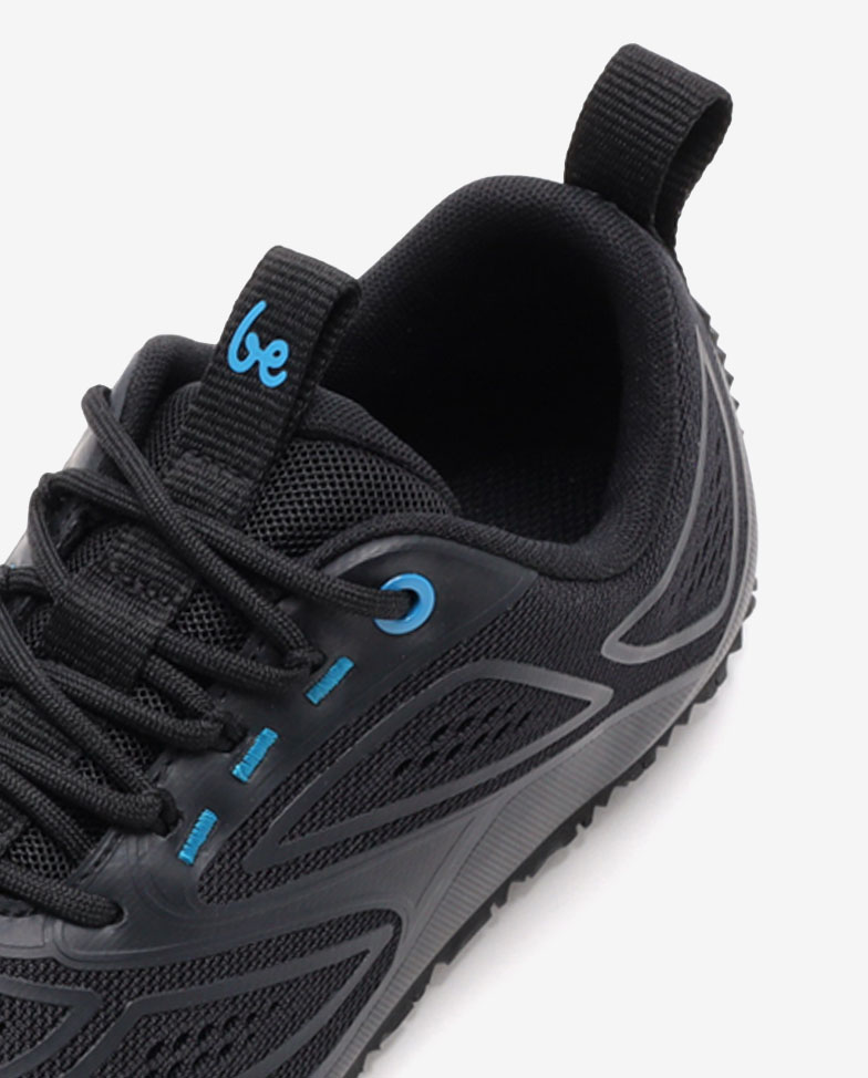 Be Lenka Trailtech - black & blue, barefoot shoes, collar & lace detail side angle