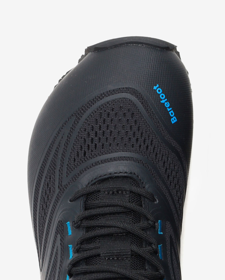 Be Lenka Trailtech - black & blue, barefoot shoes, toe detail top view