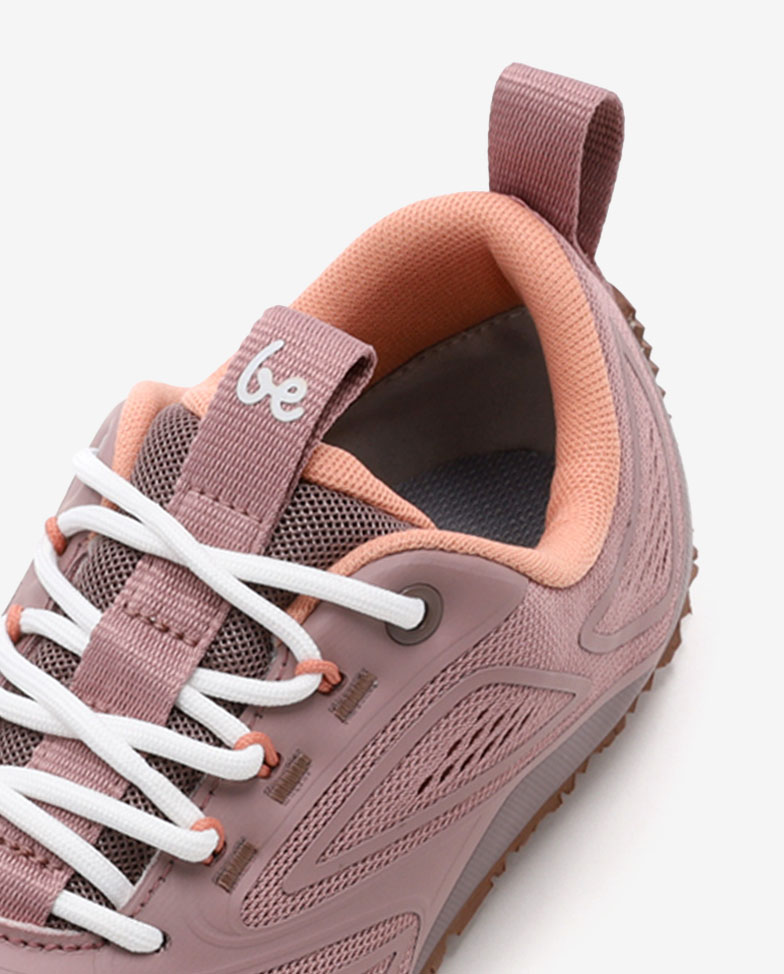 Be Lenka Trailtech - dusty rose, barefoot shoes, collar & lace detail side angle