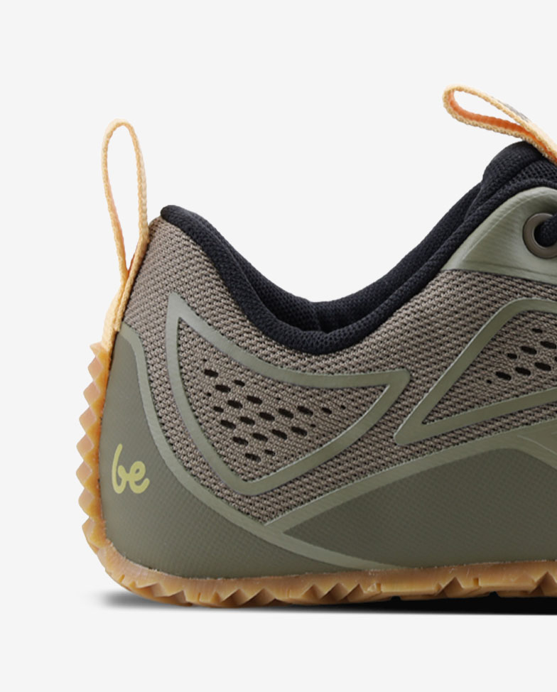 Be Lenka Trailtech - khaki green, barefoot shoes, heel detail