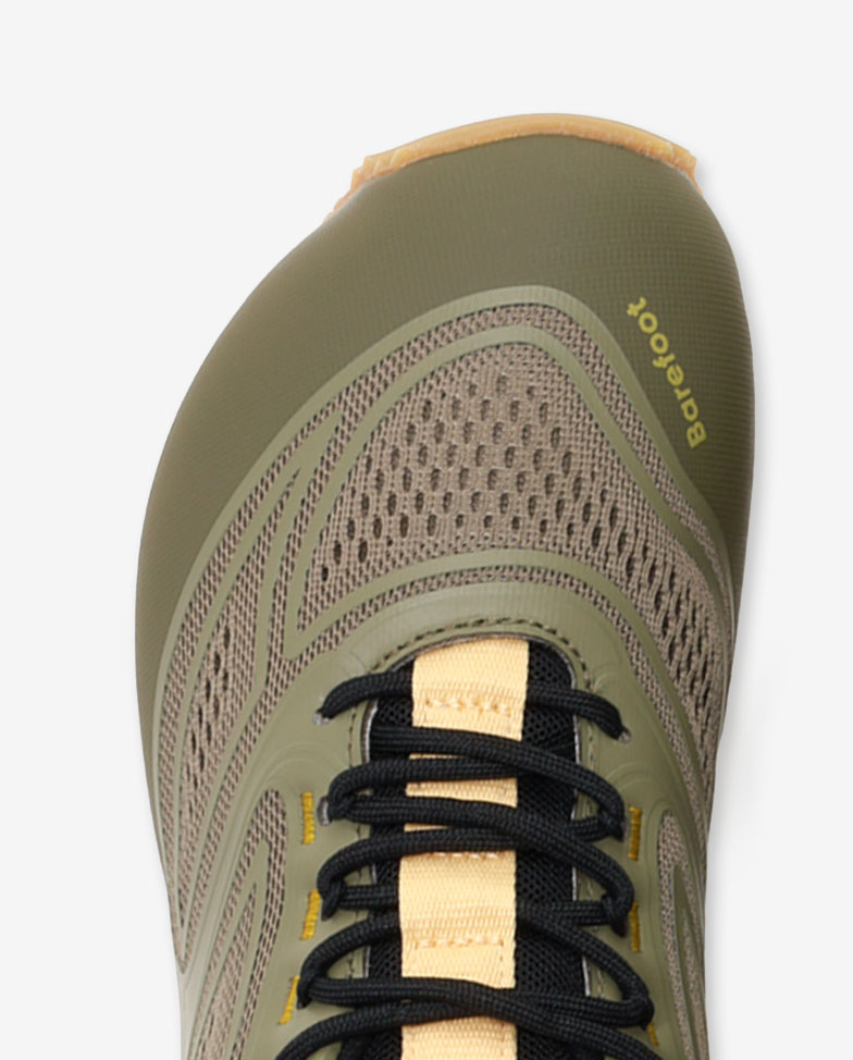 Be Lenka Trailtech - khaki green, barefoot shoes, toe detail top view