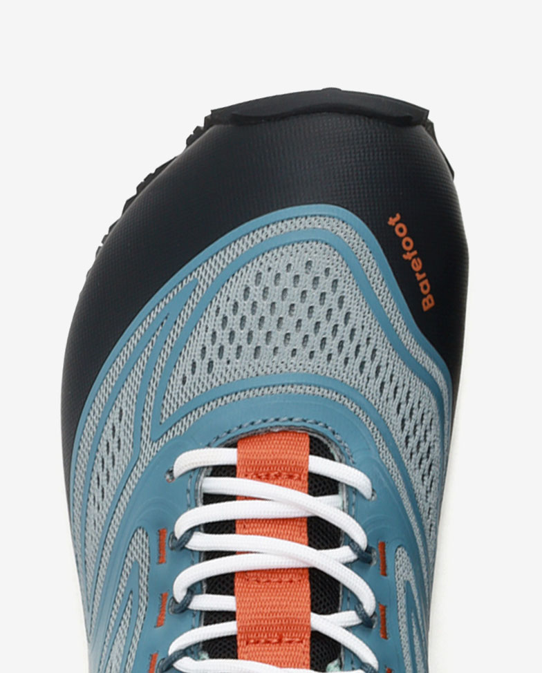 Be Lenka Trailtech - sivo-modré, barefoot topánky, detail na špičku zhora
