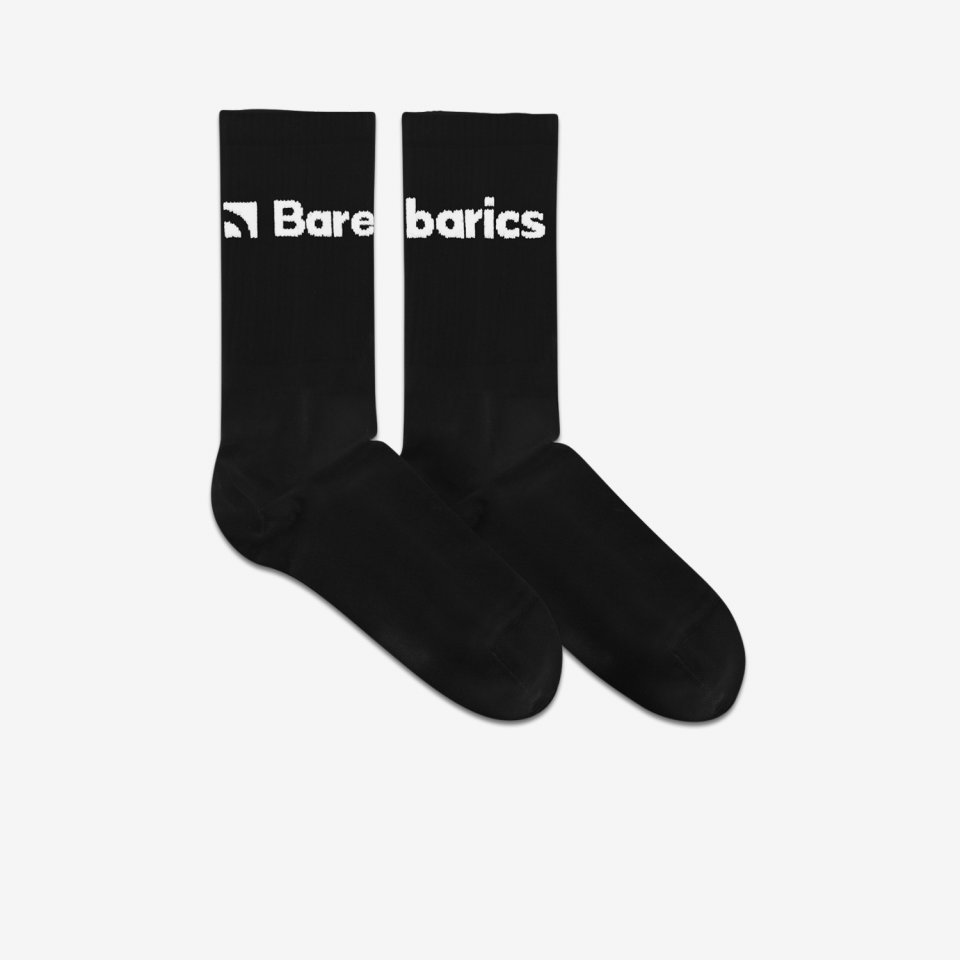 Barebarics - Barfußsocken - Crew - Black - Big logo - 3 pack
