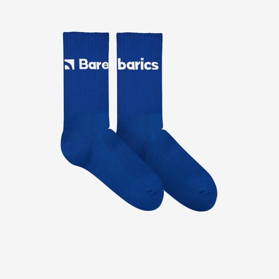 Barebarics - Barefoot Socks - Crew - Blue - Big logo - 3 pack