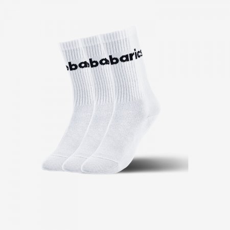 Barebarics - Barefoot Ponožky - Crew - White - Big logo - 3 pack