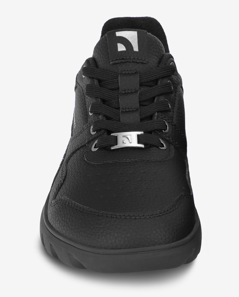 Barebarics Zing Frost - All Black, barefoot sneakers, front view