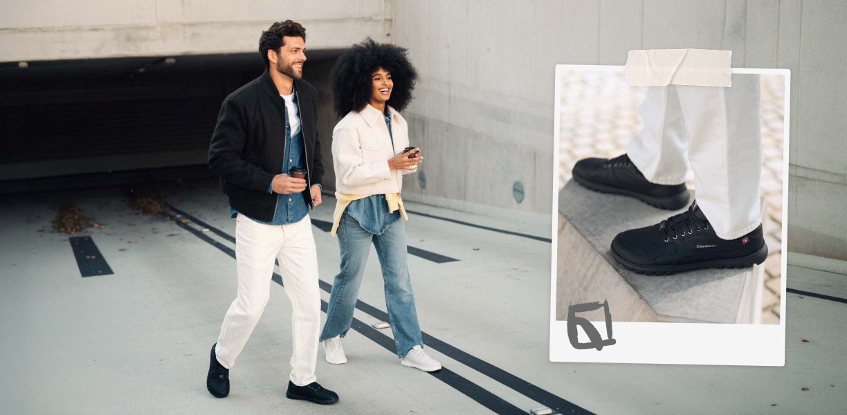 Barebarics Zing Frost - All Black, barefoot sneakers, lifestyle collage