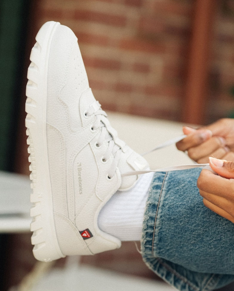 Barebarics Zing Frost - Light Grey White, barefoot sneakers, lifestyle shot