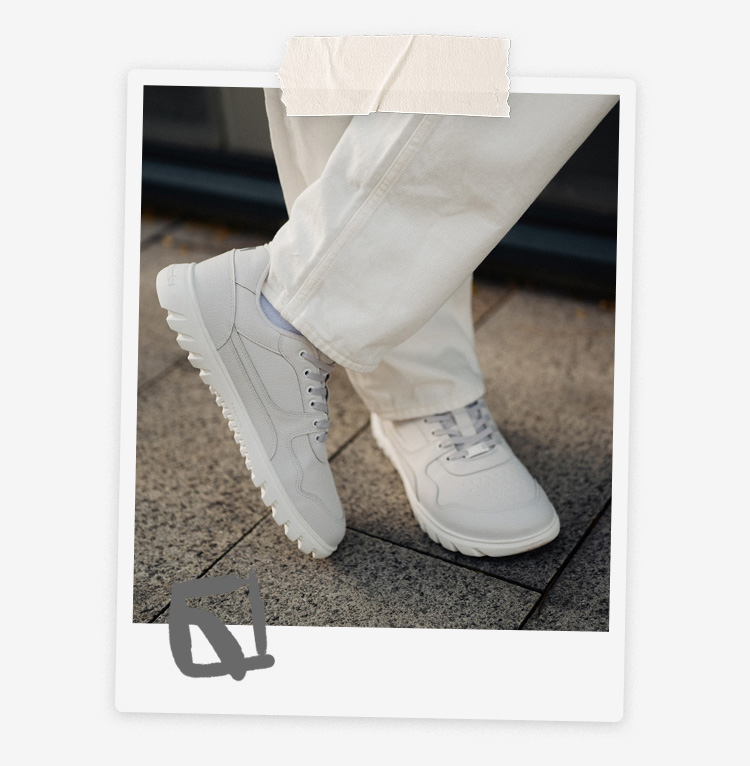 Barebarics Zing Frost - Light Grey White, barefoot sneakers, on feet