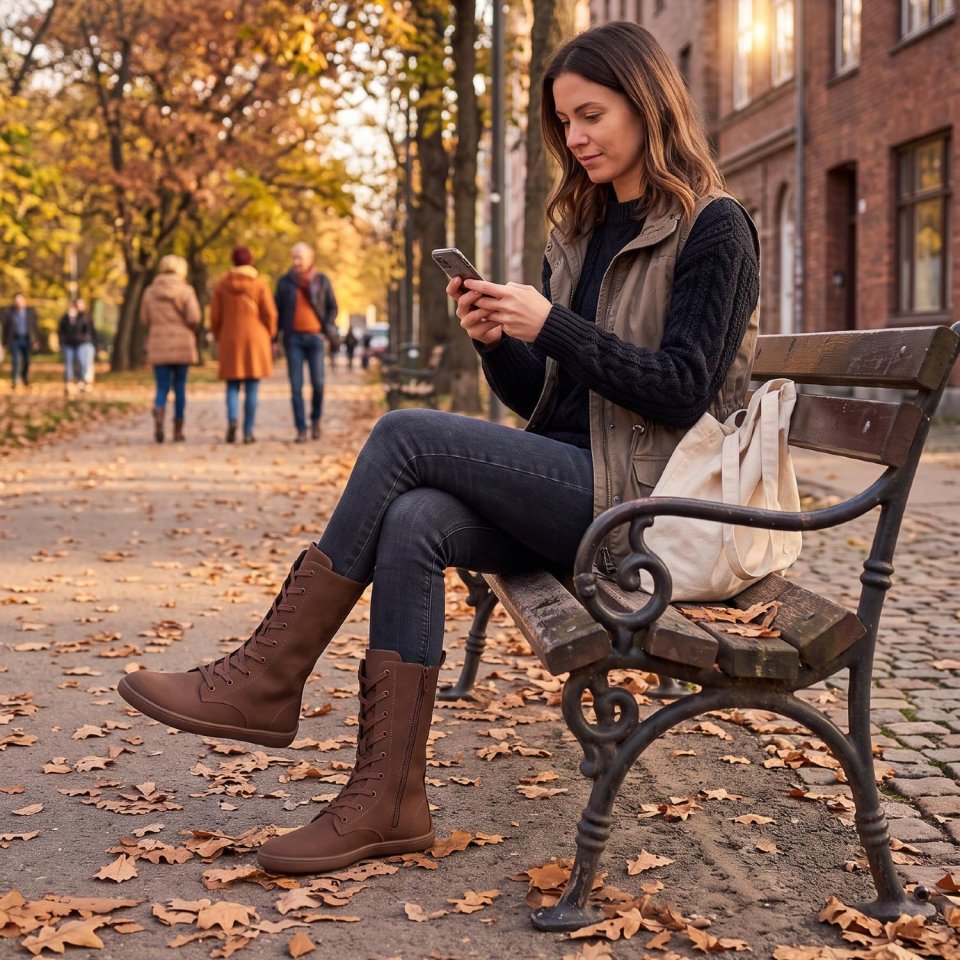 Kniehohe Barfußstiefel Be Lenka Evon - Dark Brown