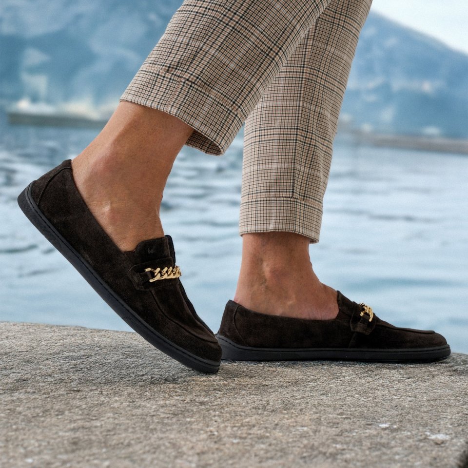 Barefoot Moccasins Be Lenka Prestage - Dark Brown & Gold