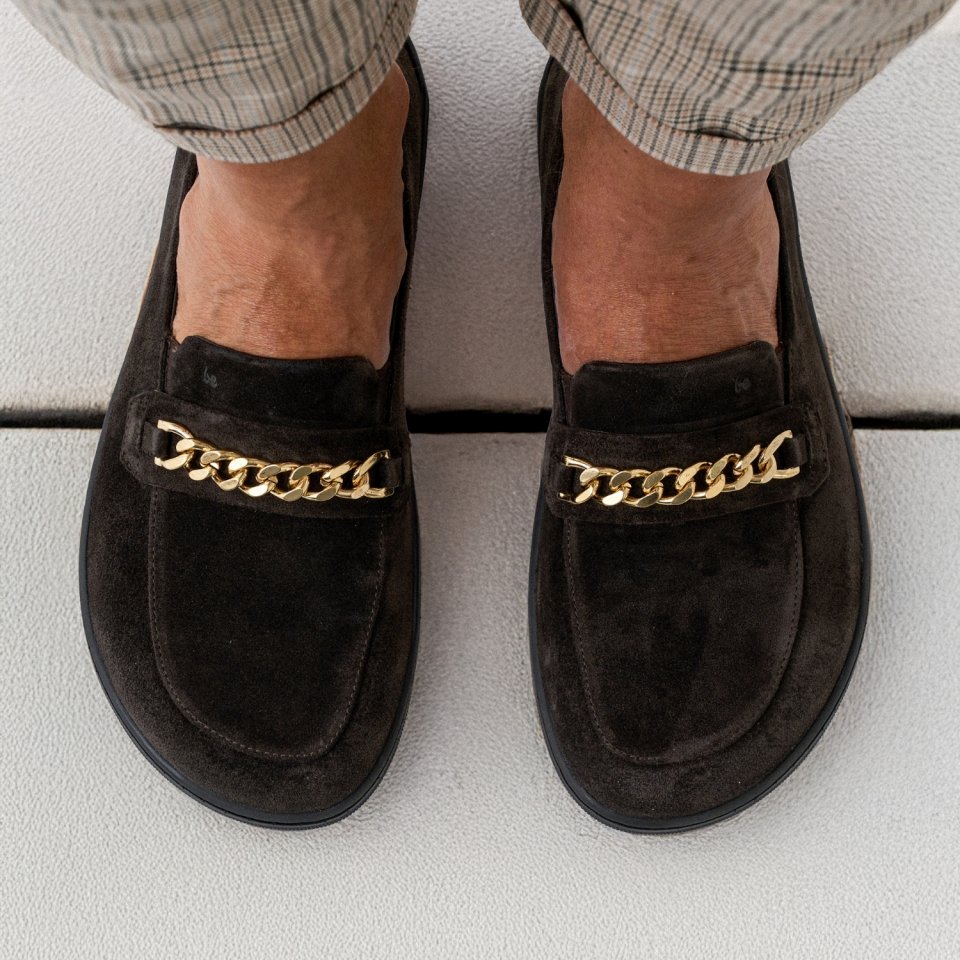 Barefoot Moccasins Be Lenka Prestage - Dark Brown & Gold