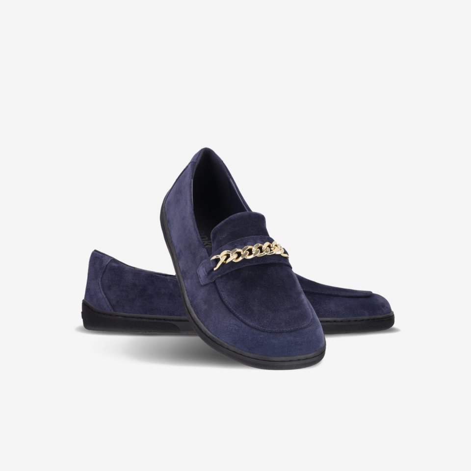 Barefoot Moccasins Be Lenka Prestage - Navy & Gold