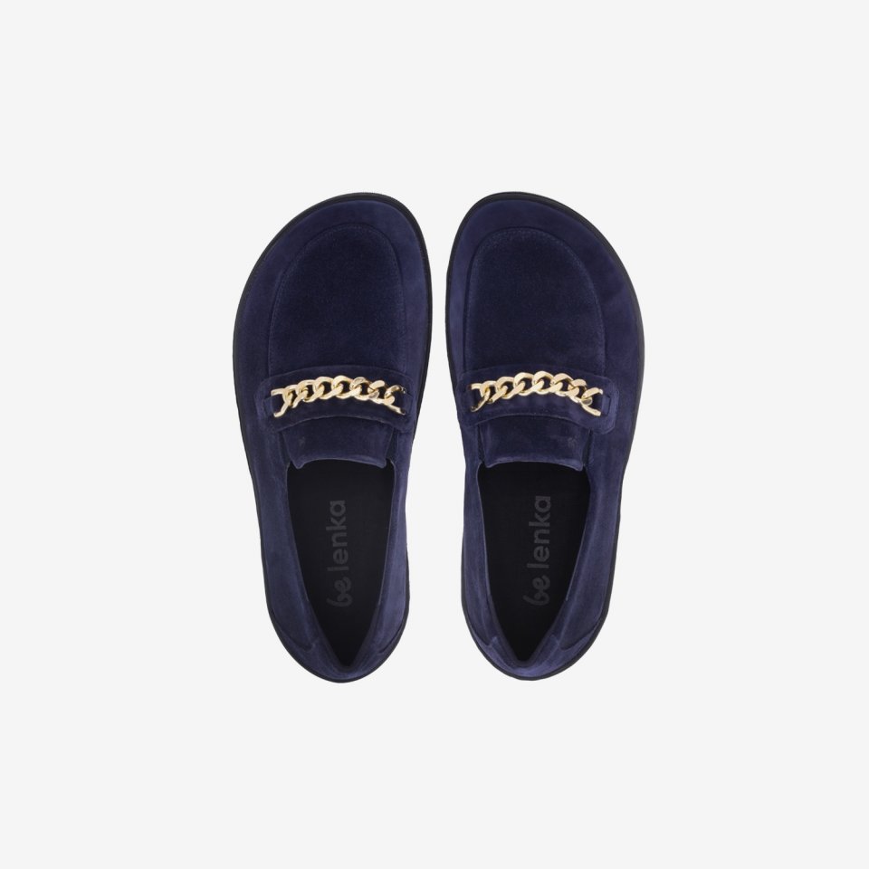 Barefoot Moccasins Be Lenka Prestage - Navy & Gold