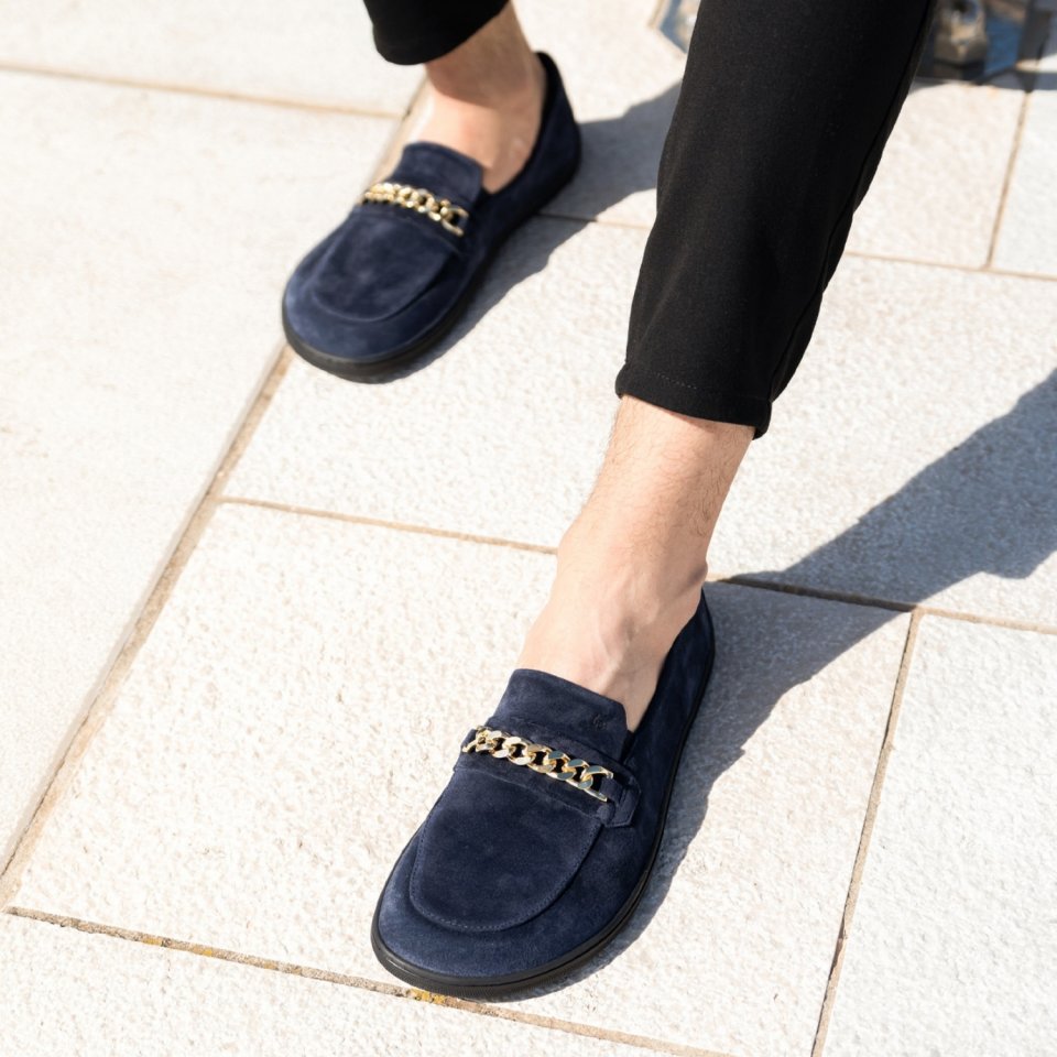 Barefoot Moccasins Be Lenka Prestage - Navy & Gold