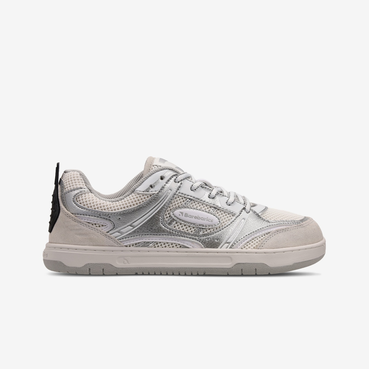 Barebarics Barefoot Sneakers Barebarics Dropsta in Silver & White and Black, barefoot shoe