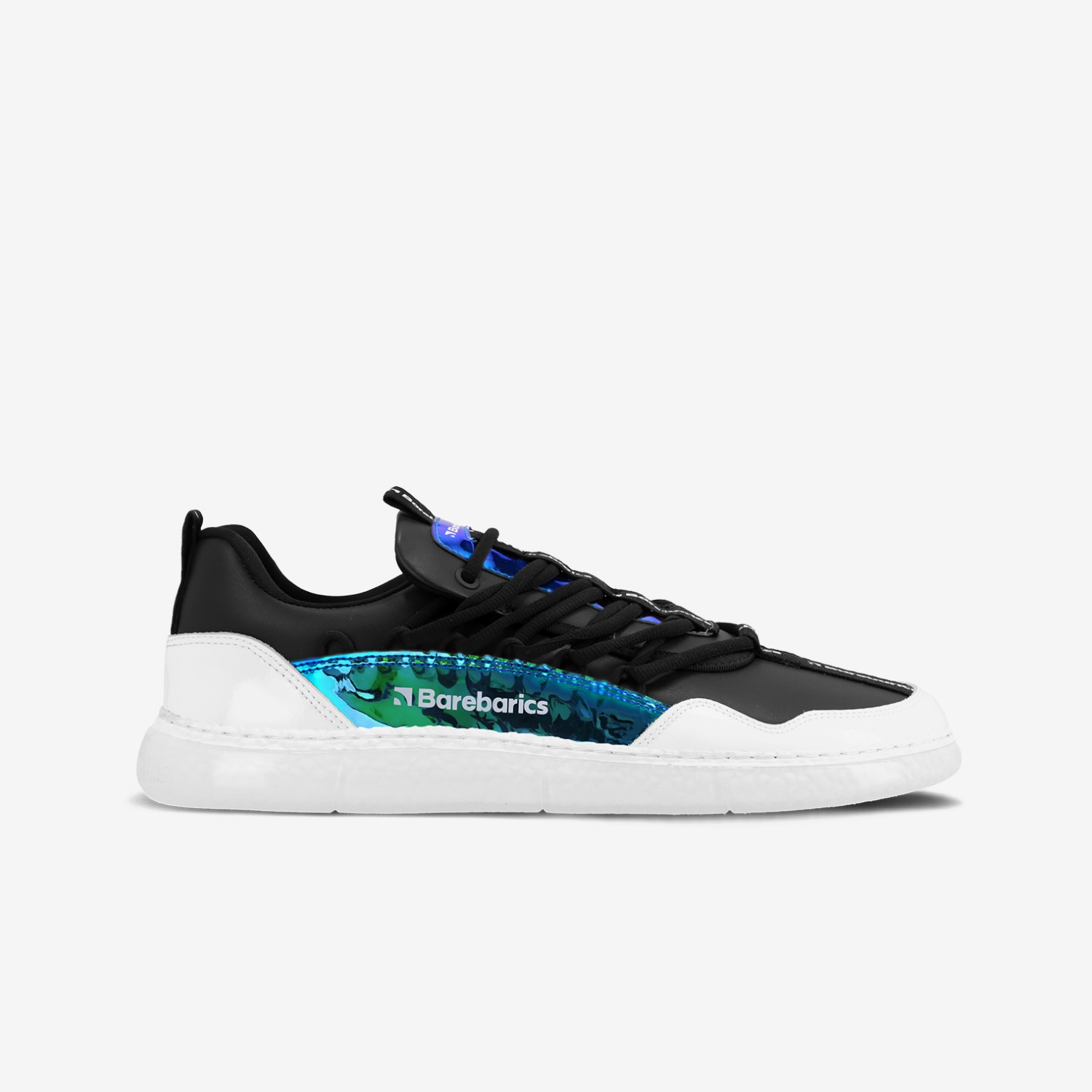 Barebarics Barefoot Sneakers Barebarics Futura in Iridescent Black and Iridescent White, barefoot shoe