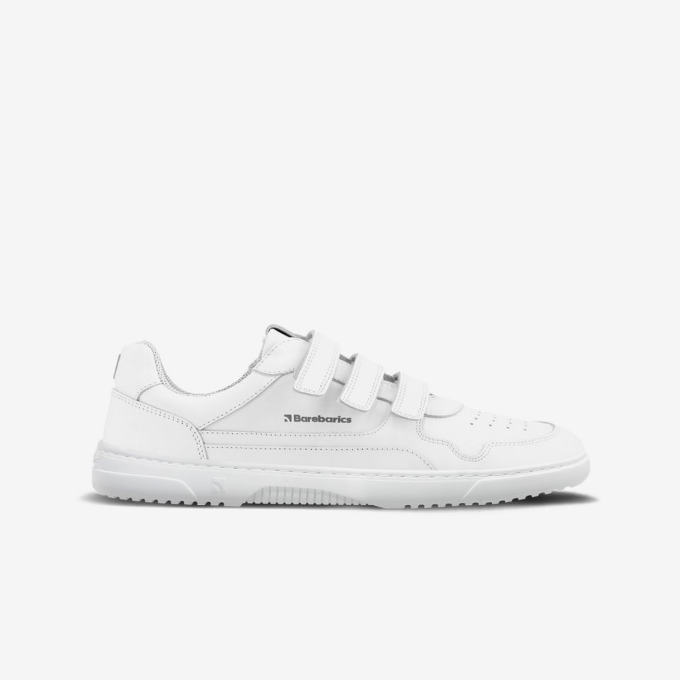 Barefoot Sneakers Barebarics Zing Velcro - All White - Leather