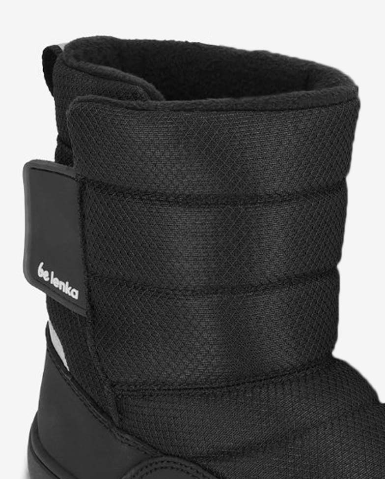 Be Lenka Ailo Kids - All Black, dětské barefoot sněhule, detail zapínání