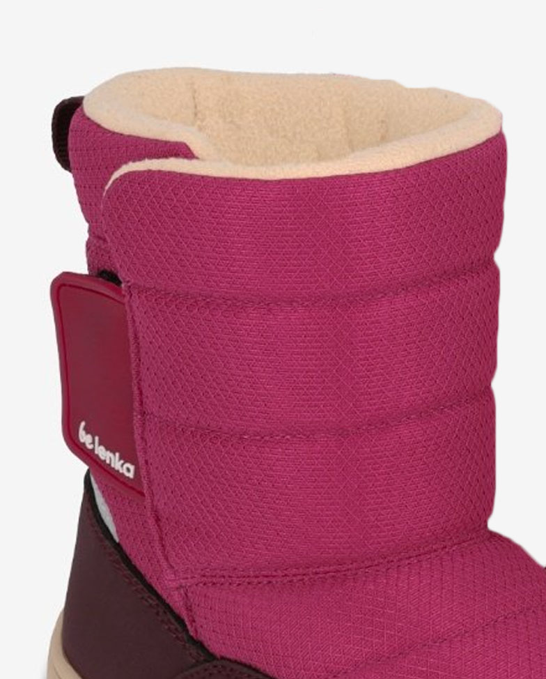 Be Lenka Ailo Kids - Berry, kids barefoot snow boots, closure detail