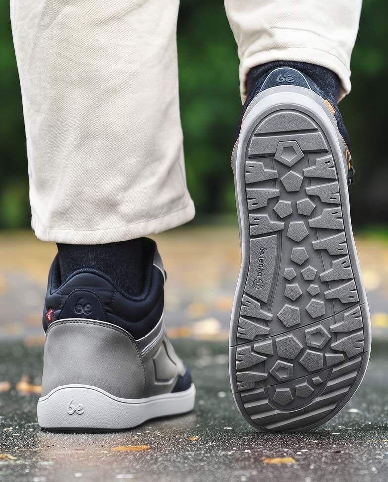 Be Lenka ArcticEdge - Grey, barefoot boots, lifestyle shot on feet