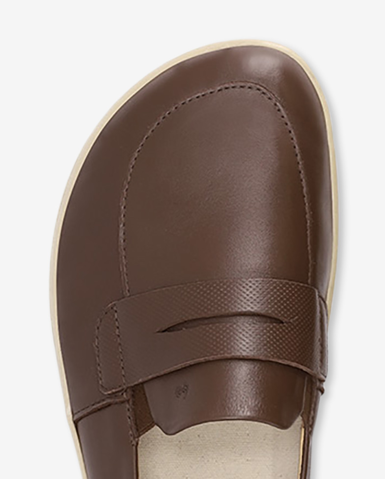 Be Lenka Buena - Dark Brown Beige, mokasyny barefoot, detal noska
