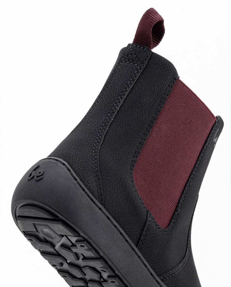 Be Lenka Entice 3.0 - Vegan Black, barefoot Chelsea boots, heel detail