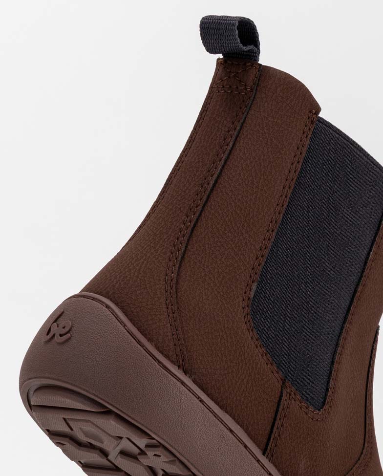 Be Lenka Entice 3.0 - Vegan Brown, barefoot Chelsea boots, heel detail