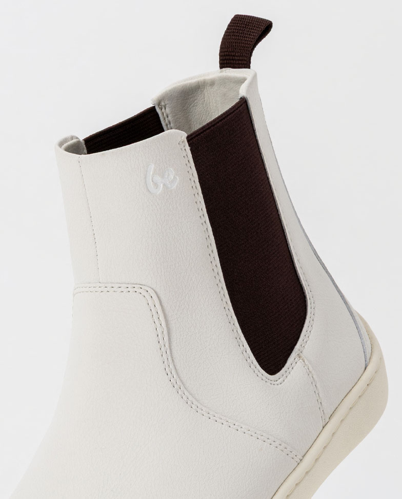 Be Lenka Entice 3.0 - Vegan Off White, barefoot Chelsea boots, logo and elastic panel detail