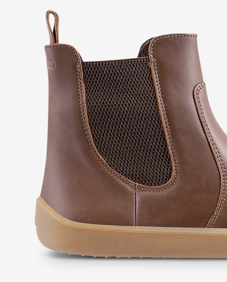 Be Lenka Entice Neo - Dark Brown, barefoot Chelsea boots, heel detail