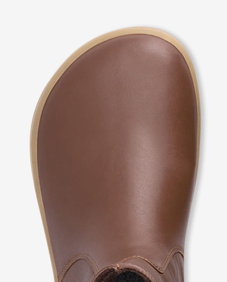 Be Lenka Entice Neo - Dark Brown, barefoot Chelsea boots, toe box detail