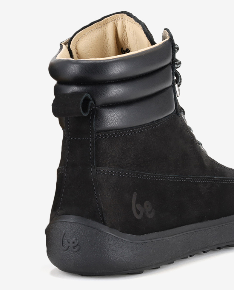 Be Lenka Nevada Neo - All Black, barefoot boots, heel detail