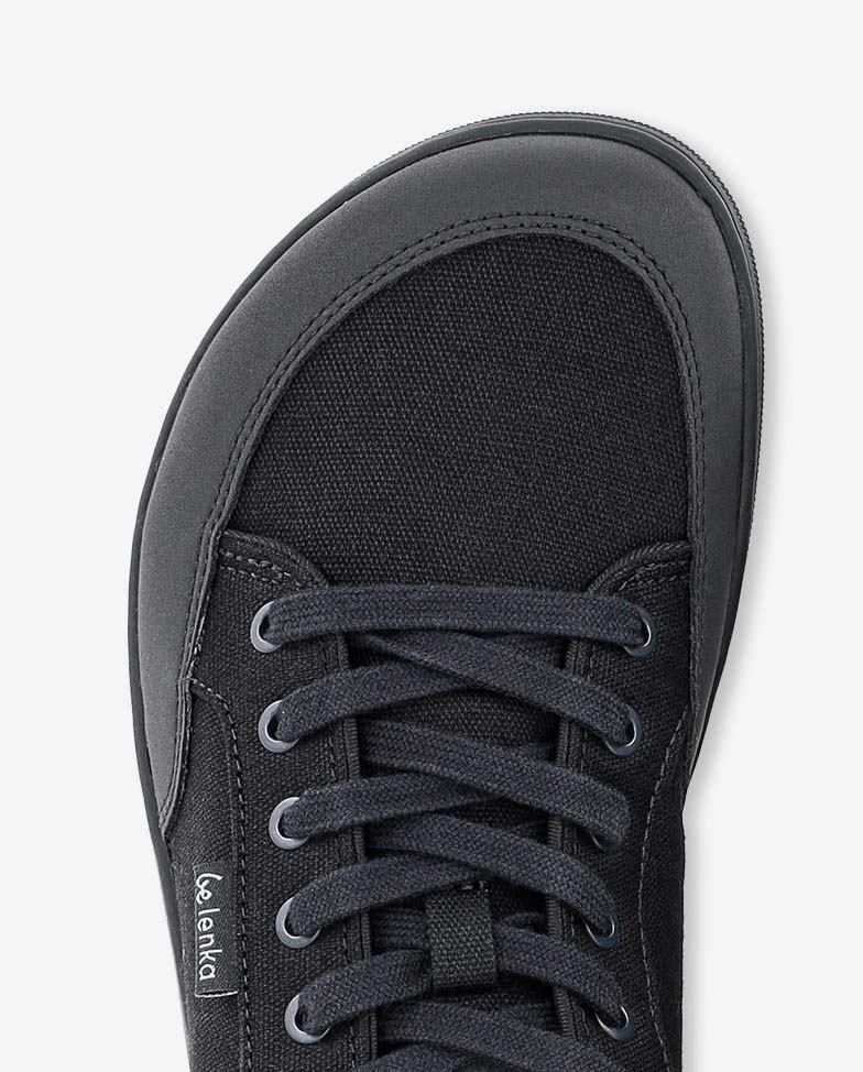 Be Lenka Rebound - All Black, barefoot tenisky, detail špičky