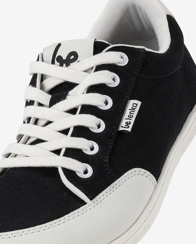 Be Lenka Rebound - Black White, barefoot sneakers, lace and logo detail