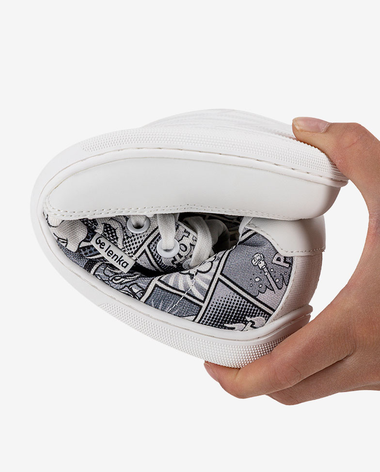 Be Lenka Rebound - Comics Black White, barefoot sneakers, flexible sole detail