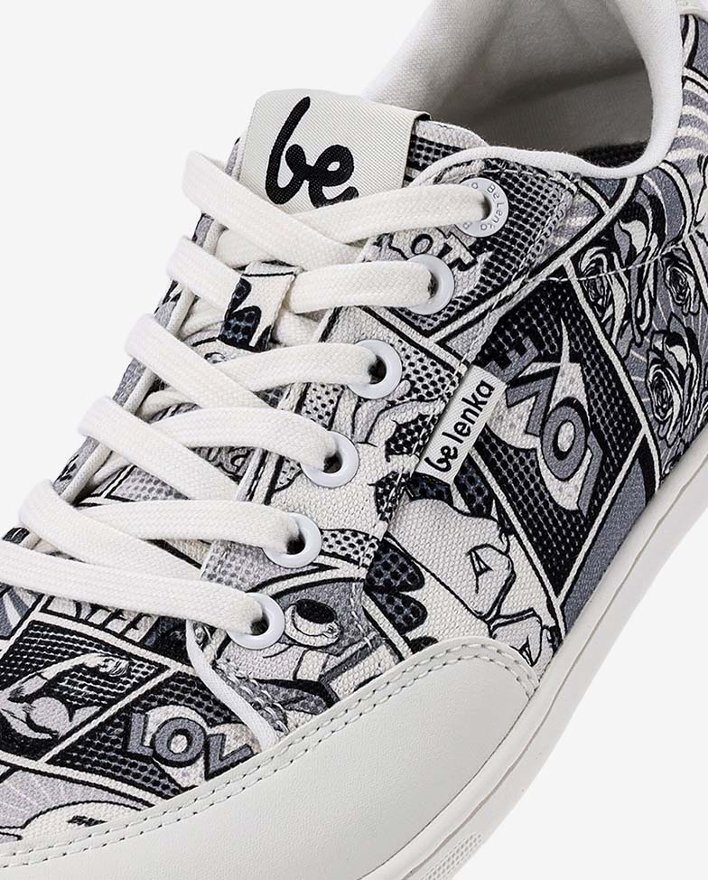 Be Lenka Rebound - Comics Black White, barefoot sneakers, lace and logo detail