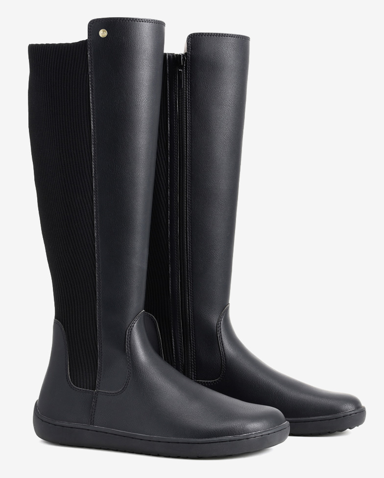 Be Lenka Symphony - Black, botas altas barefoot, par en ángulo