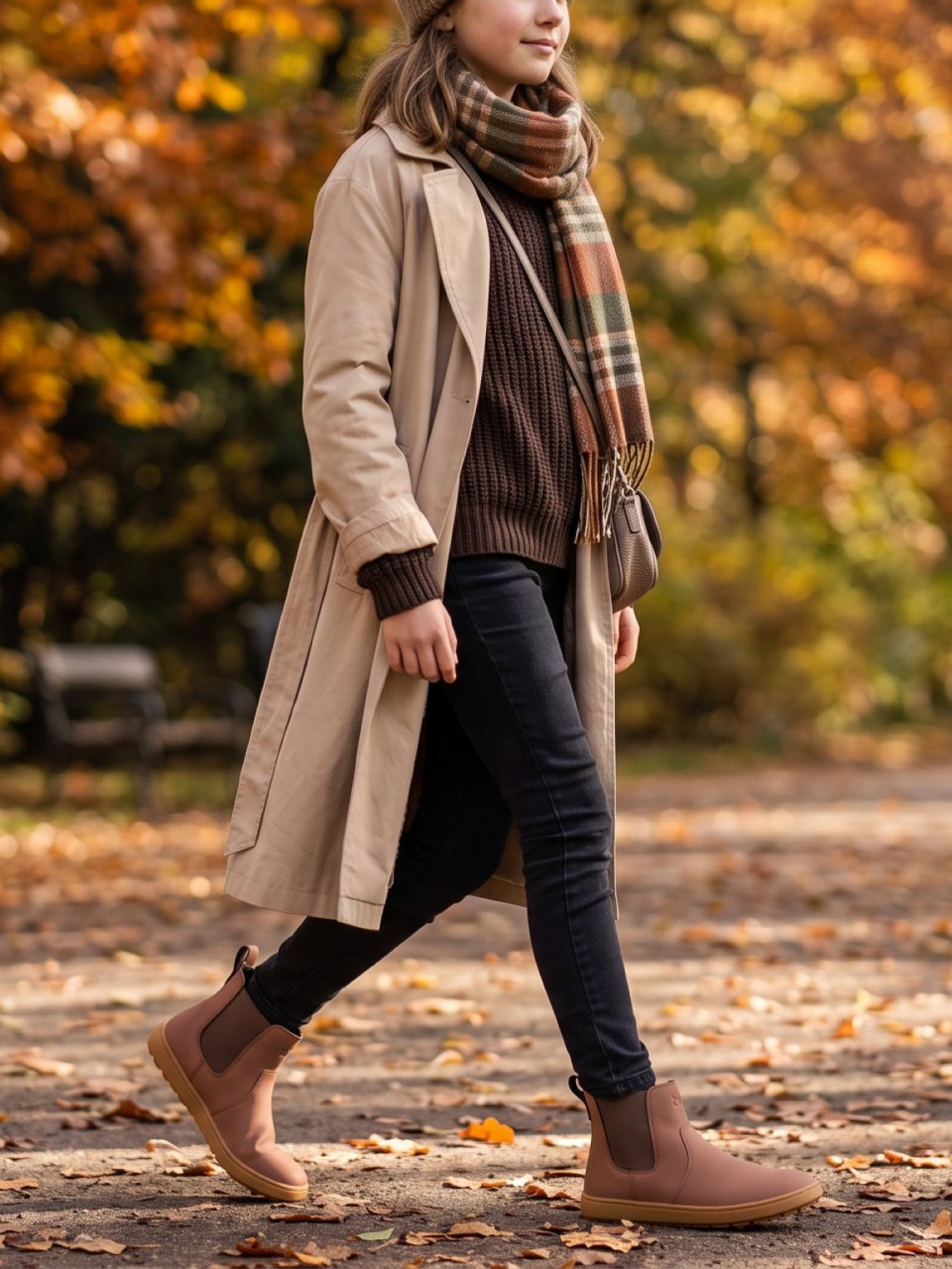 Dětské barefoot Chelsea boty Be Lenka Halla Junior - Brown