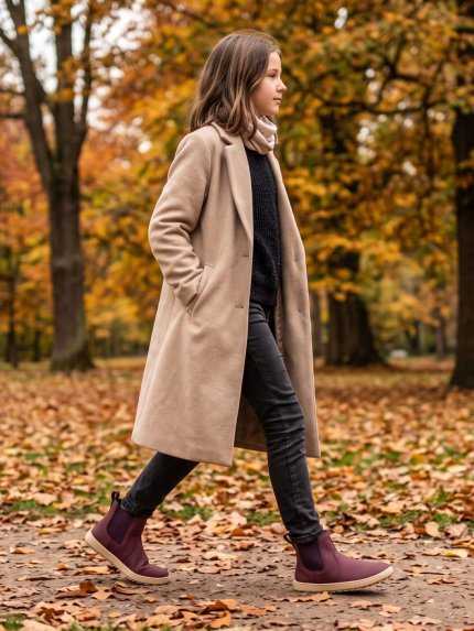 Dětské barefoot Chelsea boty Be Lenka Halla Junior - Burgundy