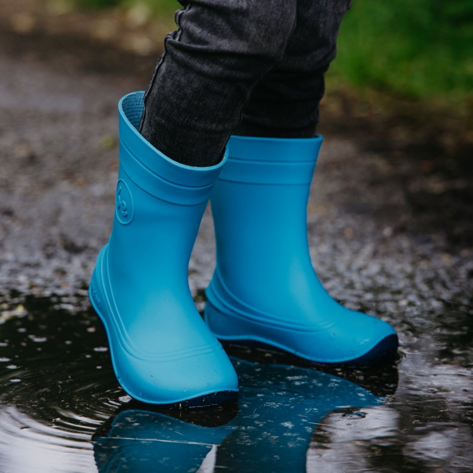 Bottes de pluie barefoot pour enfants Be Lenka Pudds - Aqua Blue