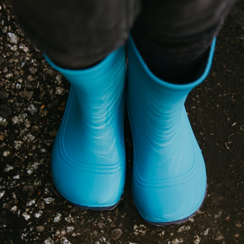 Bottes de pluie barefoot pour enfants Be Lenka Pudds - Aqua Blue